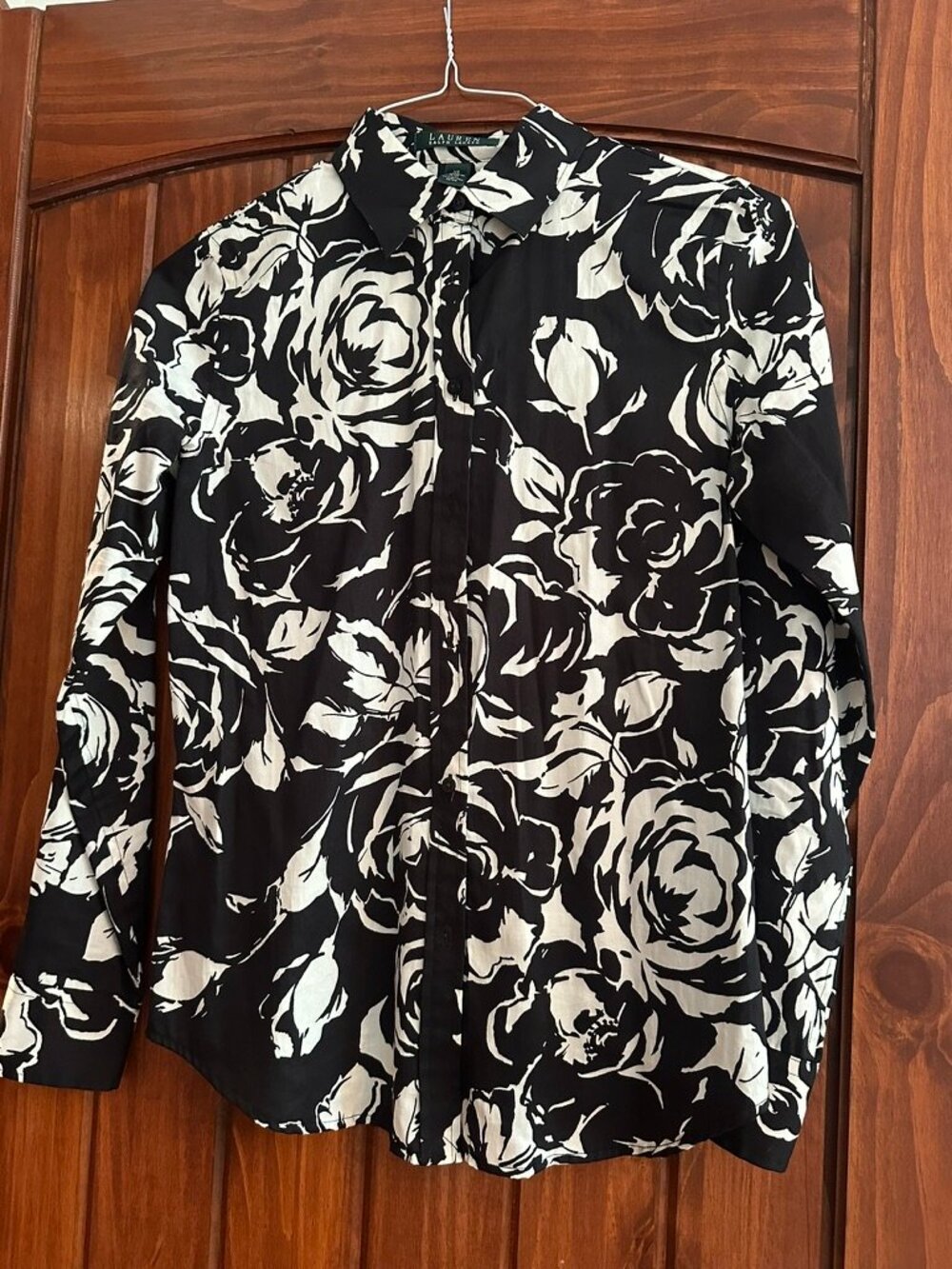 Black and White Floral Ralph Lauren Blouse